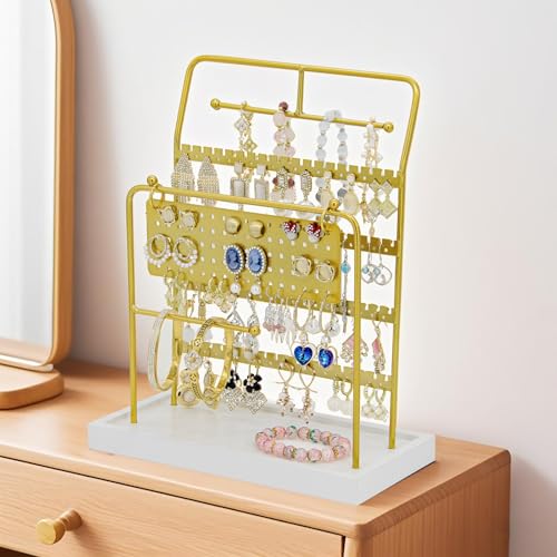 Save 65% on Metal Jewelry Organizer Stand with Wooden Tray - Image 2