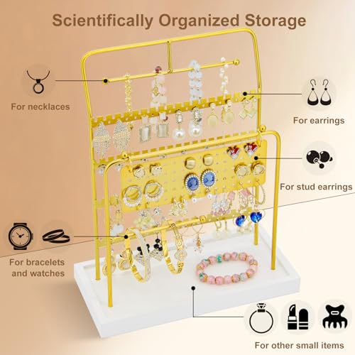 Save 65% on Metal Jewelry Organizer Stand with Wooden Tray - Image 3