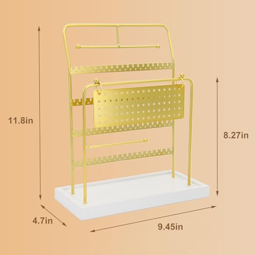 Save 65% on Metal Jewelry Organizer Stand with Wooden Tray - Image 6