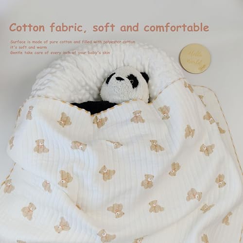 50% Off 2-Pack Cotton Baby Blankets - Rabbit & Bear Design - Image 3