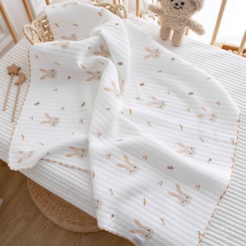 50% Off 2-Pack Cotton Baby Blankets - Rabbit & Bear Design - Image 4