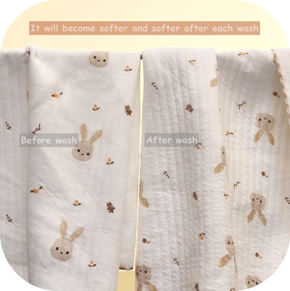 50% Off 2-Pack Cotton Baby Blankets - Rabbit & Bear Design - Image 7