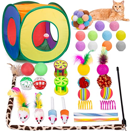 Save 30% on 33-Piece Interactive Cat Toy Set with Tunnel