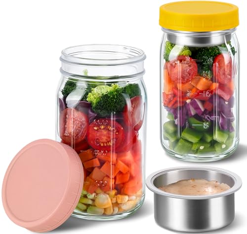 50% Off KTKUDY Glass Meal Prep Salad Jars with Dressing Cups