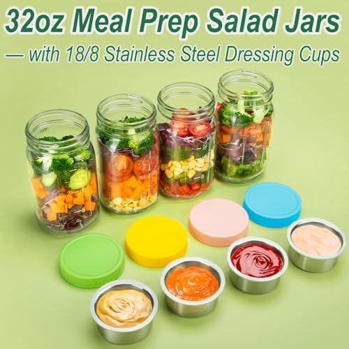 50% Off KTKUDY Glass Meal Prep Salad Jars with Dressing Cups - Image 2