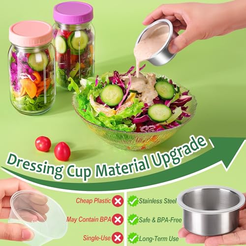 50% Off KTKUDY Glass Meal Prep Salad Jars with Dressing Cups - Image 3