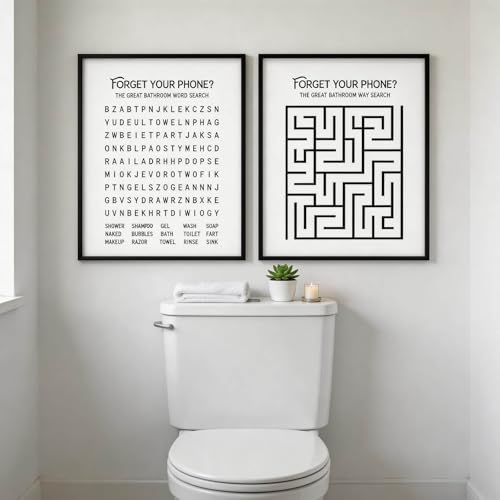75% Off Funny Bathroom Wall Art Set - Word Search & Maze Prints - Image 3