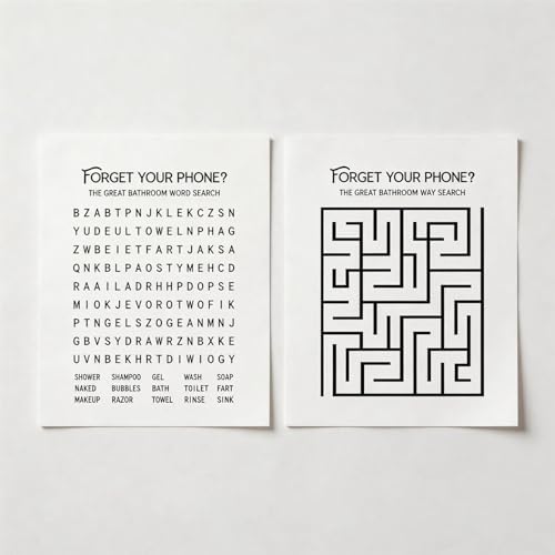75% Off Funny Bathroom Wall Art Set - Word Search & Maze Prints - Image 5