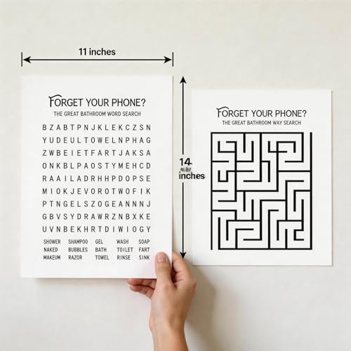 75% Off Funny Bathroom Wall Art Set - Word Search & Maze Prints - Image 6