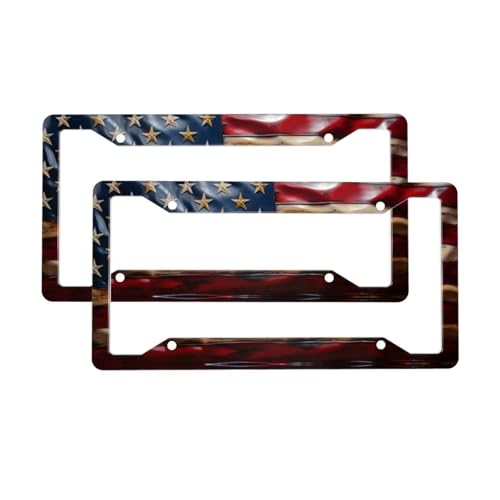 American Flag License Plate Frame 2-Pack for Cars & Trucks