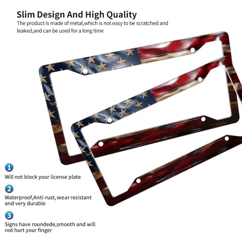American Flag License Plate Frame 2-Pack for Cars & Trucks - Image 5