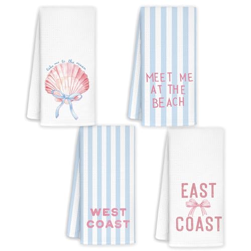 50% Off Preppy Beach Kitchen Towels Set of 4