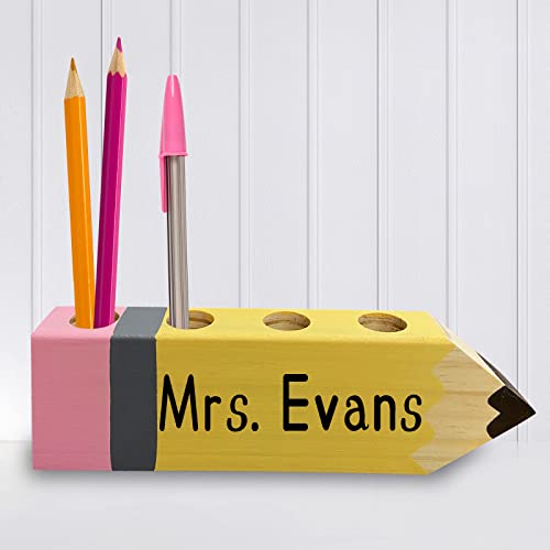 Teacher Name Pencil Holder Desk Sign - Personalized Gift - Image 1
