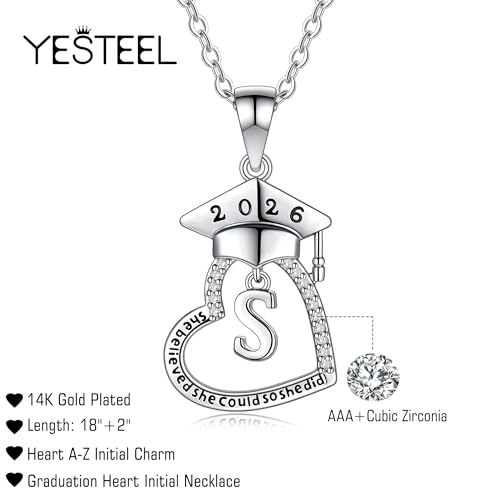 Save 23% on Yesteel 14K Gold Plated Initial Heart Graduation Necklace - Image 7