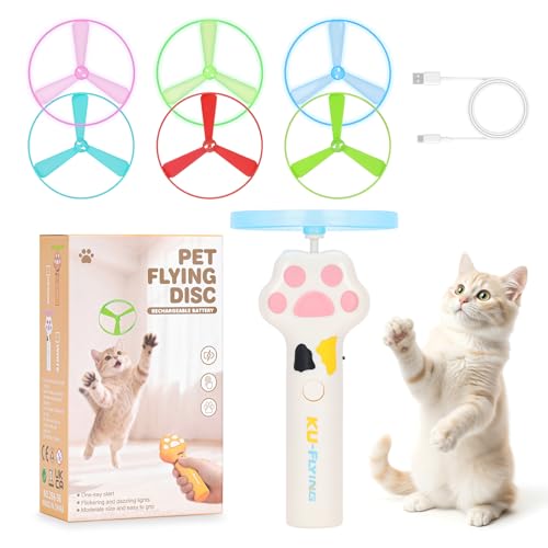 Rechargeable Cat Disc Launcher Toy with 6 Flying Discs - Image 1