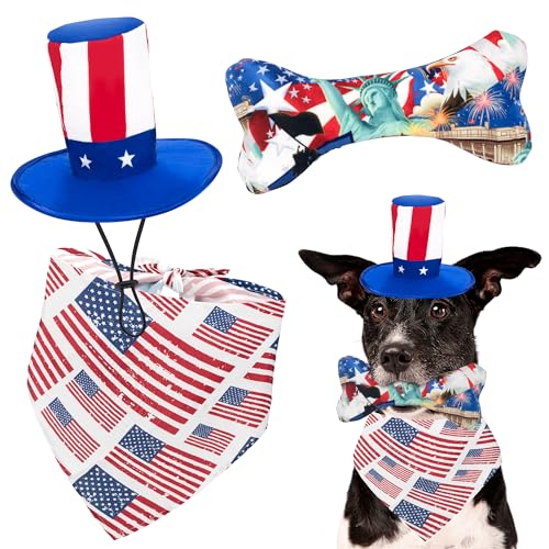 50% Off 4th of July Dog Bandana, Hat & Toy Set - Image 1