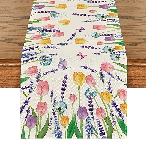 50% Off Tulip Lavender Spring Table Runner for Home Decor