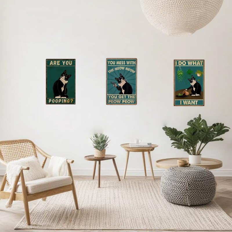 56% Off Funny Cat Bathroom Tin Sign - 12x8 Inch Wall Decor - Image 3