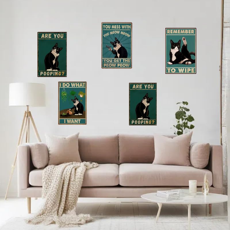 56% Off Funny Cat Bathroom Tin Sign - 12x8 Inch Wall Decor - Image 4