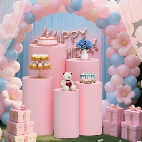 50% Off Set of 5 Multicolor Cylinder Pedestal Covers - Image 3