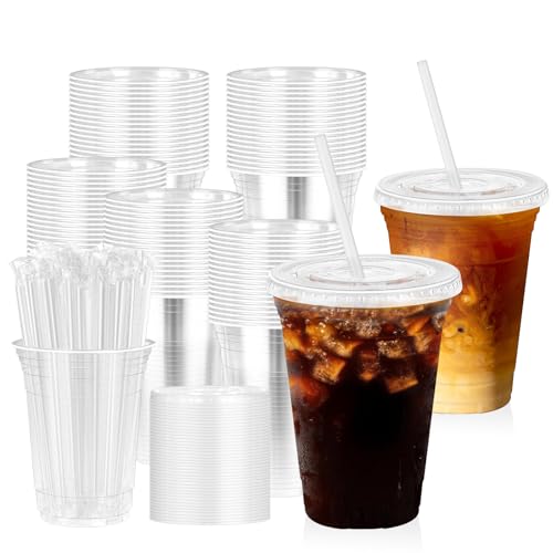7% Off 100-Pack Clear Plastic Cups with Lids & Straws - Image 1