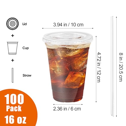 7% Off 100-Pack Clear Plastic Cups with Lids & Straws - Image 4