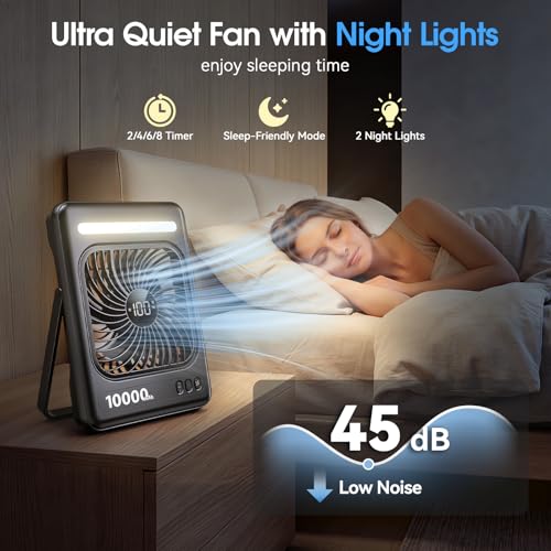 34% Off 10000mAh Portable Travel Fan with LED Lantern - Image 3