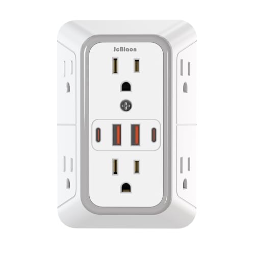 JcBlaon Outlet Extender Surge Protector - 6 Outlets + 4 USB