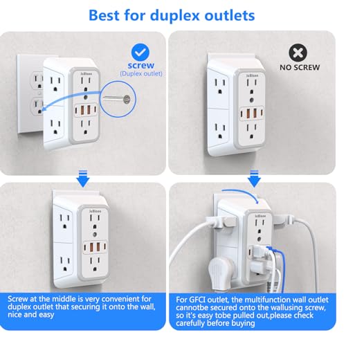 JcBlaon Outlet Extender Surge Protector - 6 Outlets + 4 USB - Image 4