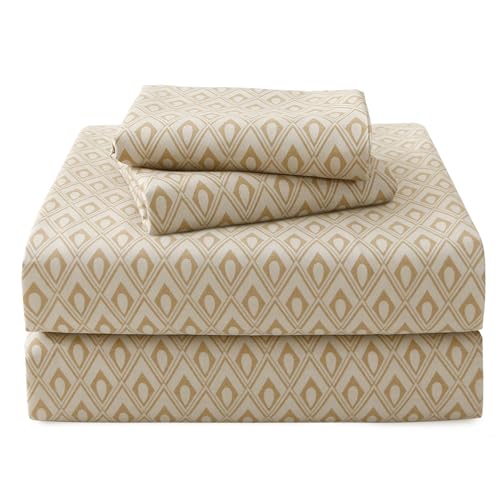 UTJZIB Full Bed Sheets Set - 4 Piece Microfiber, Checkered Khaki