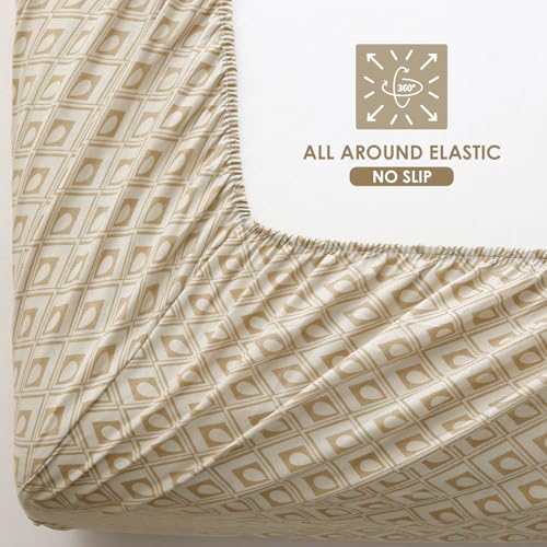 UTJZIB Full Bed Sheets Set - 4 Piece Microfiber, Checkered Khaki - Image 5