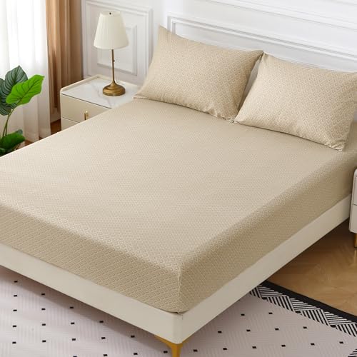 UTJZIB Full Bed Sheets Set - 4 Piece Microfiber, Checkered Khaki - Image 6