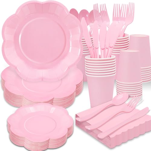 50% Off 350PCS Light Pink Party Supplies Set for 50 Guests