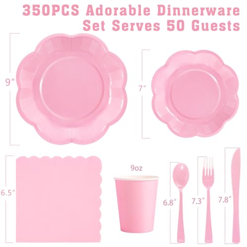 50% Off 350PCS Light Pink Party Supplies Set for 50 Guests - Image 3