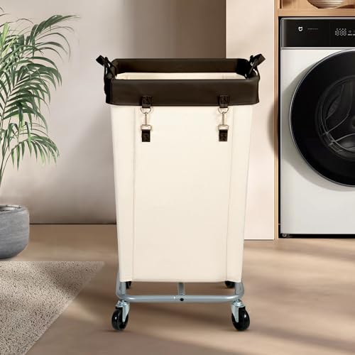 STO STO 160L Rolling Laundry Hamper with Wheels, Beige - Image 2