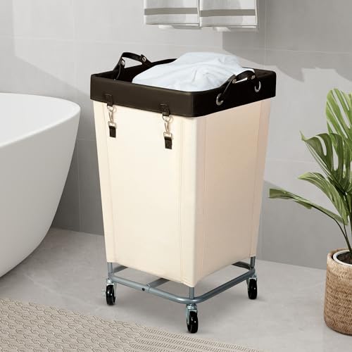 STO STO 160L Rolling Laundry Hamper with Wheels, Beige - Image 3