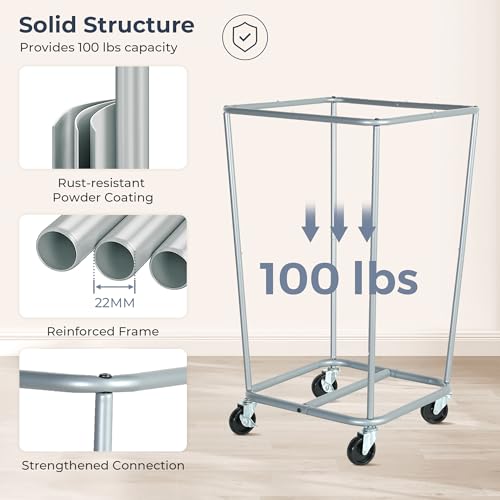 STO STO 160L Rolling Laundry Hamper with Wheels, Beige - Image 5