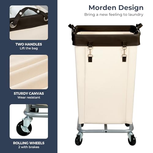 STO STO 160L Rolling Laundry Hamper with Wheels, Beige - Image 6