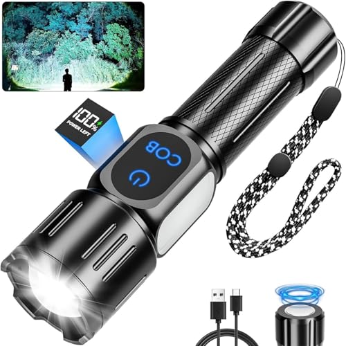 Rechargeable LED Flashlight, Super Bright 99000 High Lumens Flash Light, 9 Modes Zoomable Flashlight with LCD Display, Waterproof Tactical Flashlights for Camping, Home Emergency - Image 1
