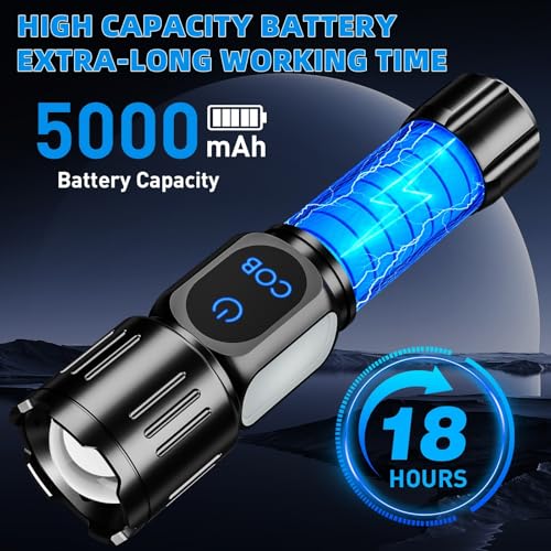 Rechargeable LED Flashlight, Super Bright 99000 High Lumens Flash Light, 9 Modes Zoomable Flashlight with LCD Display, Waterproof Tactical Flashlights for Camping, Home Emergency - Image 6