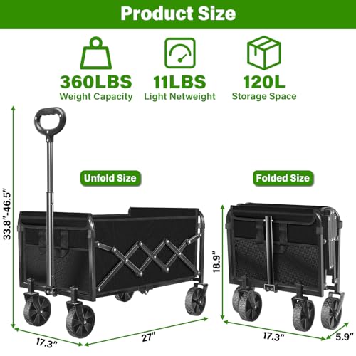 Save 35% on Heavy Duty Folding Wagon Cart with All-Terrain Wheels - Image 2
