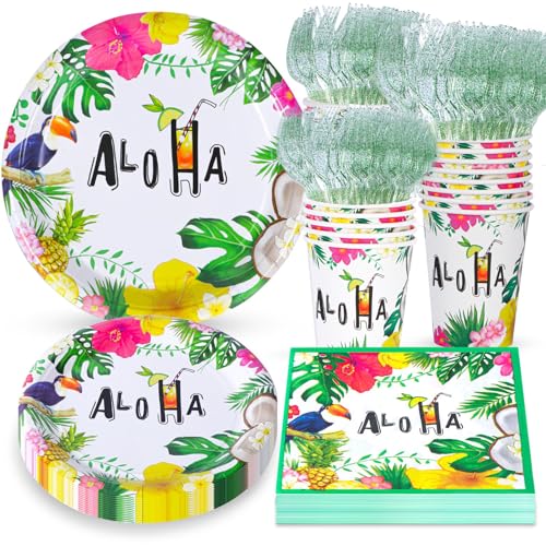 Atonofun Hawaiian Luau Party Supplies Set for 24 Guests - Image 1