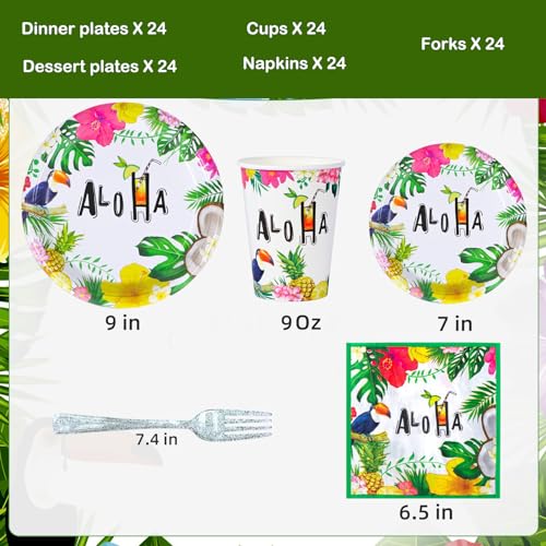 Atonofun Hawaiian Luau Party Supplies Set for 24 Guests - Image 2