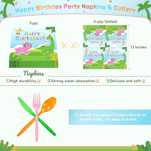 Dinosaur Party Supplies for 24 Guests - 168-Piece Set - Image 4