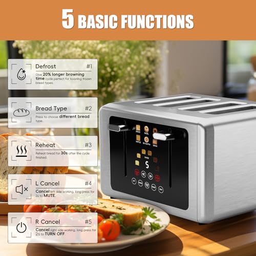 62% Off Smart Digital 4 Slice Toaster with Touch Screen - Image 3
