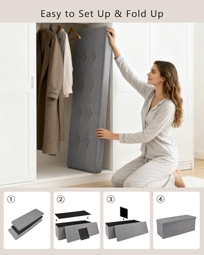 GLAXYFUR Folding Ottoman Bench 43in - Save 50% with Code - Image 6