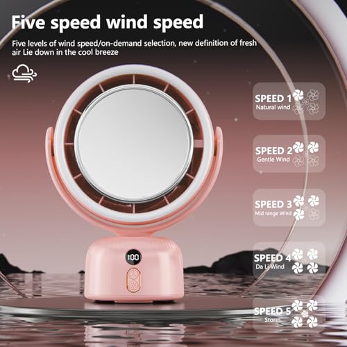 50% Off Rechargeable Fan with LED Makeup Mirror - Image 2