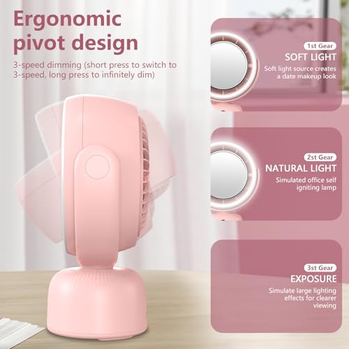 50% Off Rechargeable Fan with LED Makeup Mirror - Image 3