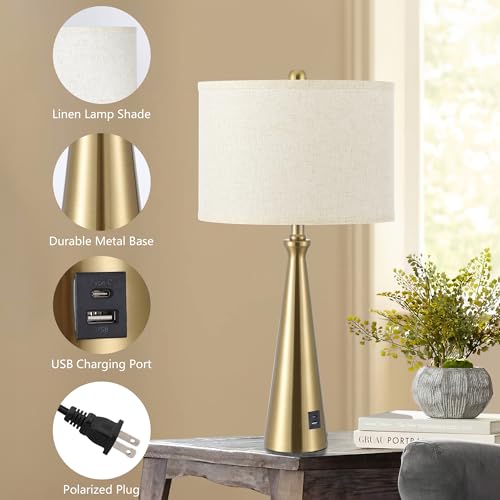 Set of 2 Gold Bedside Lamps with Code DKS5LNN3 - Image 4