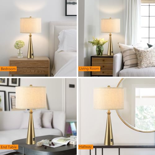 Set of 2 Gold Bedside Lamps with Code DKS5LNN3 - Image 5